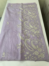 Mul chanderi applique work saree  MSH146- Lavender