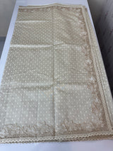 Cutwork blended tussar saree   - Cream MS5222