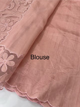 Semi tussar saree with applique borders MSH999 Peach-2