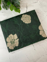 Semi organza saree with appliqué work - MSH906 BottleGreen