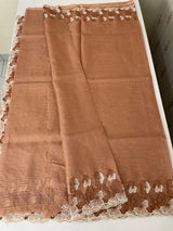 Silky kota saree with embriodery borders MS16372 Rust