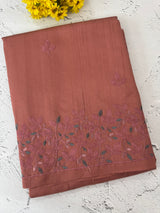Embriodery Blended Matka Tussar silk saree MS6790 - Peach