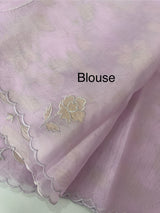 Viscose Organza saree with applique work-MSH238 Lavender