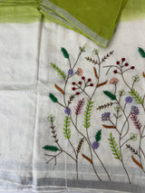 Linen blend Saree with hand embriodery MLS611
