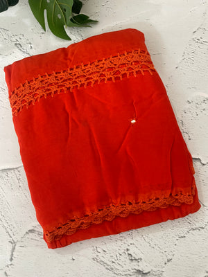 Chiffon georgette saree with corchet work - MS7633 DarkOrange