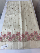 Blended tussar saree with embriodery - MS8665 Cream