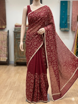 Blended tussar silk saree with embroidery- MSH158 DeepRed