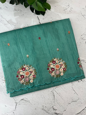 Blended tussar silk saree with embroidery- MS1072