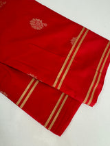 Semi Kanchi pattu saree with retta pattu borders MBS7899 RED