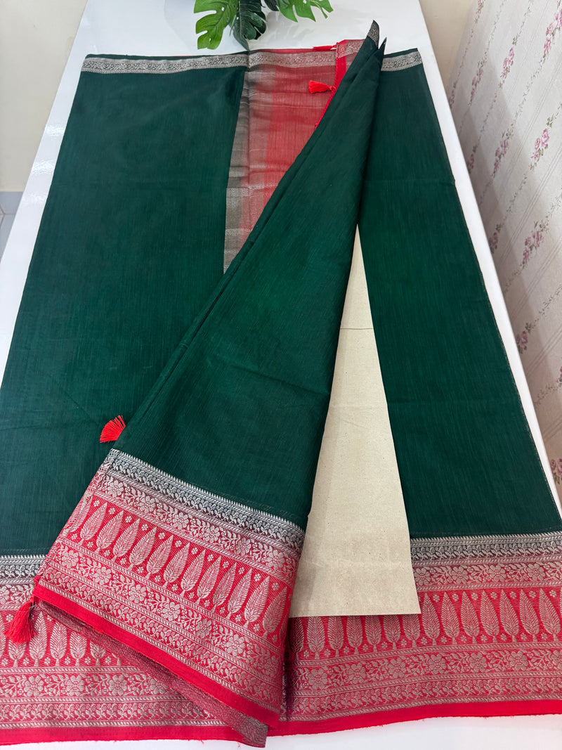 Jute linen sarees with contrast pallu & blouse MJL456