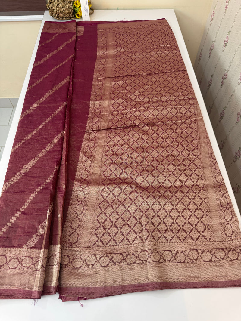 Banarasi crush georgette saree- MS1341 DuskyWine
