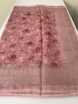 Supernet saree with digital prints and chikankari border SKFNSEM
