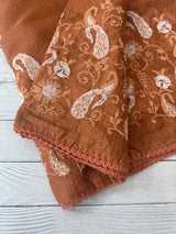 Soft kota checks saree with embroidery SVPIIY- DuskyOrange