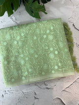 Moonga checks saree with embroidery MSH219 Pista