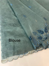 Viscose Organza saree with applique work-MSH103 MidnightBlue