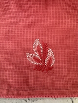 Kota  checks saree with embroidery - MS7679 DarkPeach
