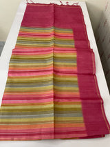 Multi color Semi soft silk saree with borders MSS590