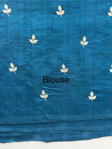Crushed Blended tussar silk saree with embroidery- SNFCYEY