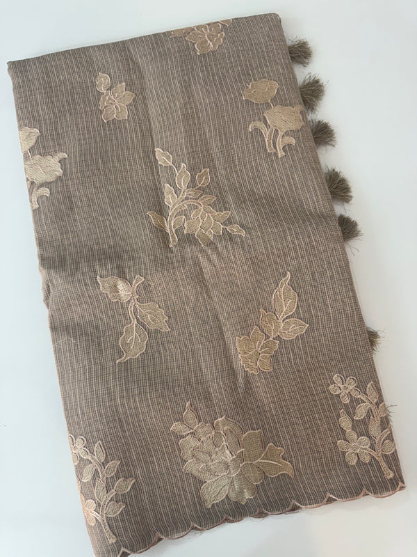 Silky kota embroidery saree  MSK890 DuskyBrown
