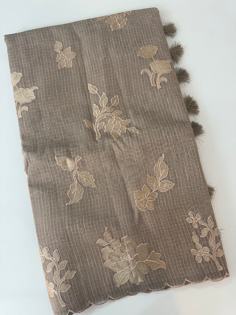 Silky kota embroidery saree  MSK890 DuskyBrown
