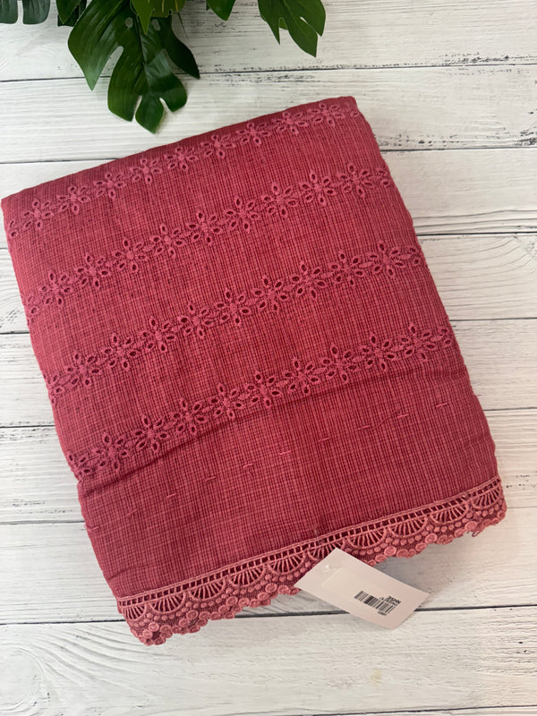 NetKota Hakoba saree with lace border MS6713- Faded Red