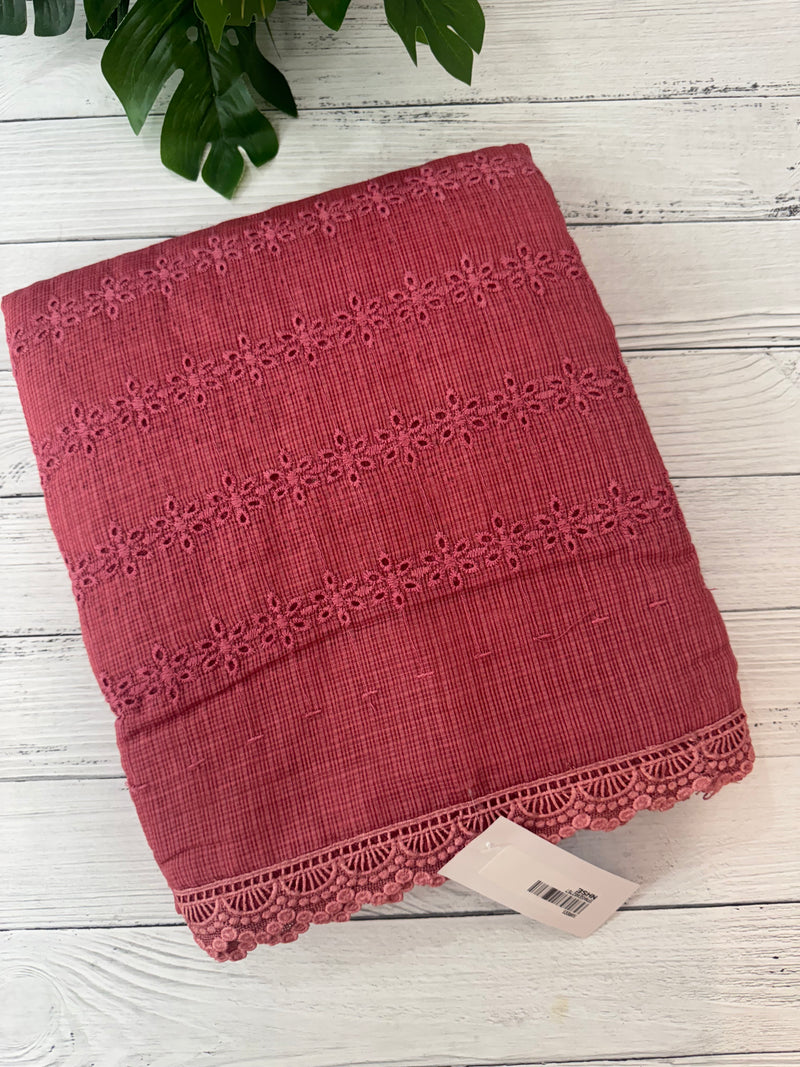 NetKota Hakoba saree with lace border MS6713- Faded Red