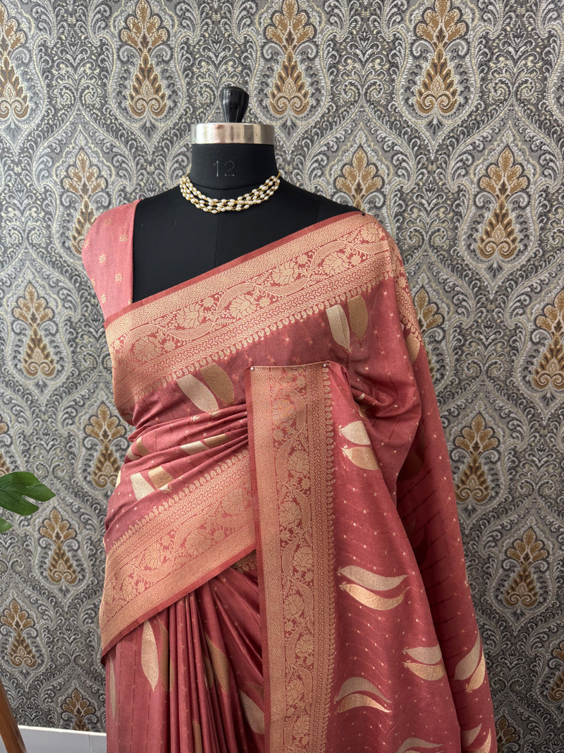Semi banarasi Georgette saree - MSB411 DarkDuskyPeach