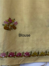 Kanta Handstitched Blended soft tussar silk saree MS90567- Yellow