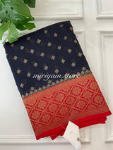 Banarasi viscose Georgette saree MKGS666 DarkBlue & Red