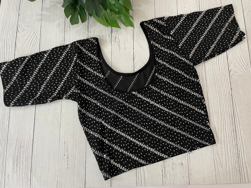 Stretchable Readymade blouse with sequence work- MSBL