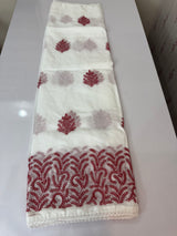 Soft kota checks saree with embroidery - SVTS38 white & red
