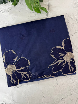 Organza saree with embroidery borders MOS4765 NavyBlue