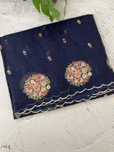 Kota checks saree with embroidery MS7645 DarkBlue