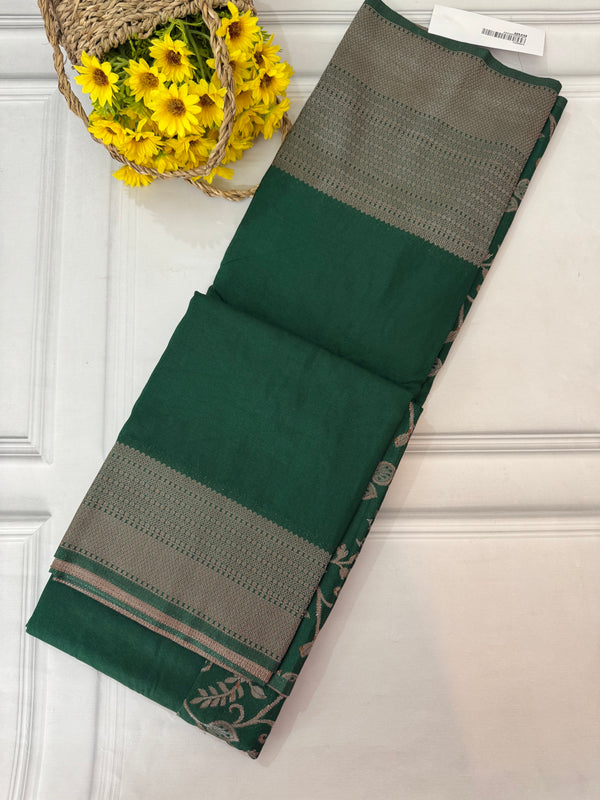 Crepe chiffon saree with brocade blouse - MS1134