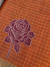 Semi silk saree with checks applique work MSS5687