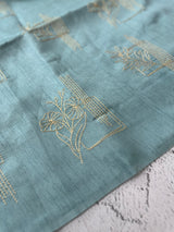 Tussar finish soft silk saree with thread embroidery MTS568 LightBlue
