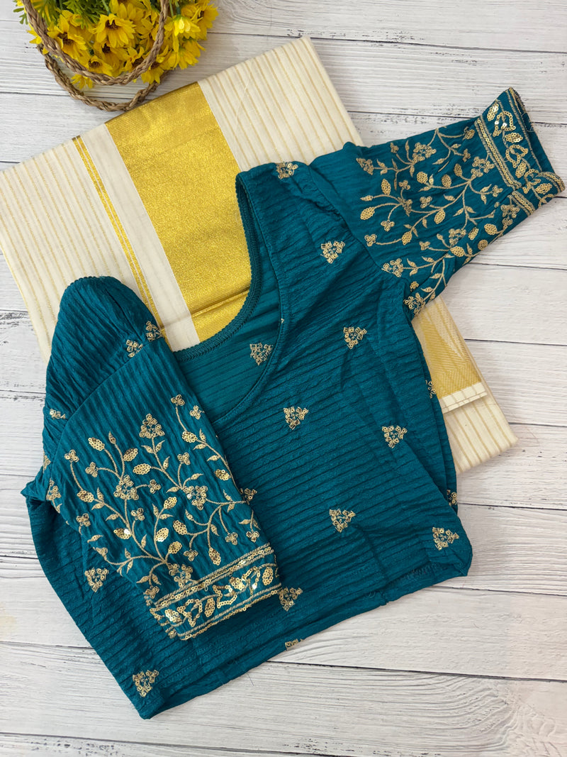 Stretchable Readymade blouse with sequence work- MSBL