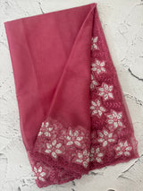 Soft organza saree with sequins cutwork borders- MCW541 - Pink