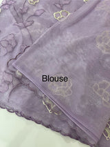 Glassy tissue organza saree with embroidery FKSF788 Lavender