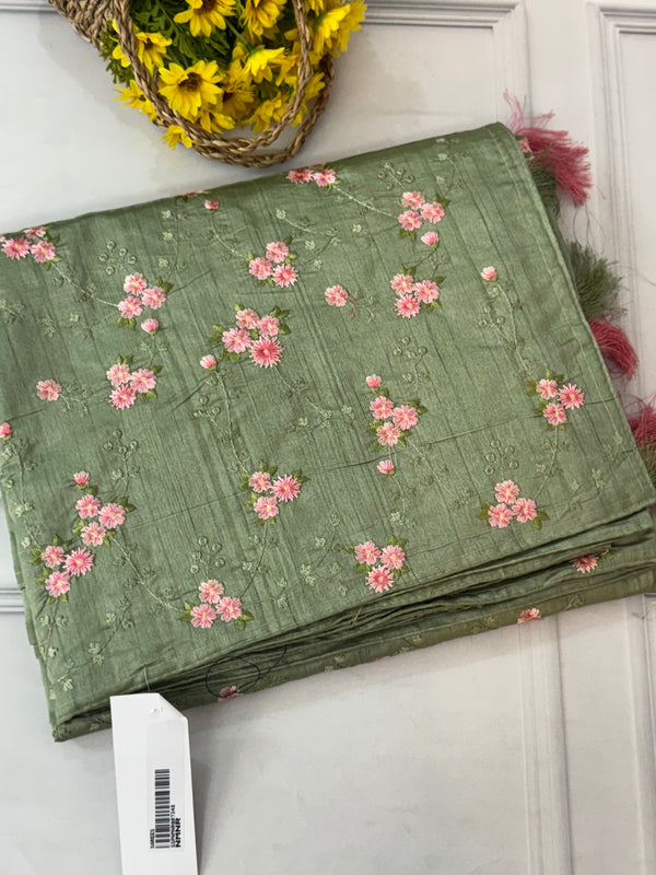 Blended crepe tussar saree with embriodery SSPNMNR
