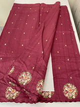Blended tussar silk saree with embroidery- MS1072 Dark BerryPink