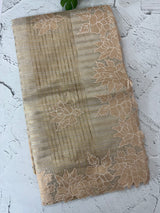 Tissue silk saree with applique work  MSH169 - Copper