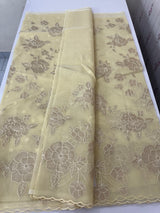 Semi organza saree with appliqué work - MSH906 Ivory