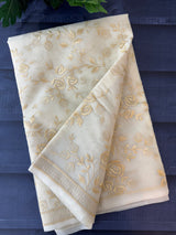 Banarasi kora oraganza saree with embroidery  MKOS324 LightCream