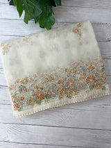 Organza saree with prints & hand embriodery work MS15333