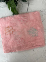 Soft crushed Chiffon saree with Applique work MSC477 PeachPink