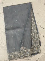 Semi tussar saree with embroidery MST122 BluishGrey