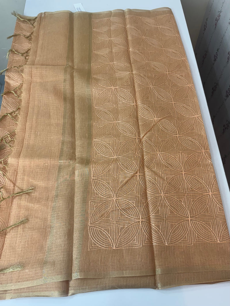 Tissue Silk embriodery saree MS49888 - Peach