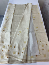 Blended soft tussar saree with embriodery - MS8186 Cream