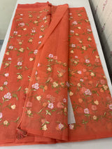 Kota Supernet embriodery saree SHSNYNM DarkPeach